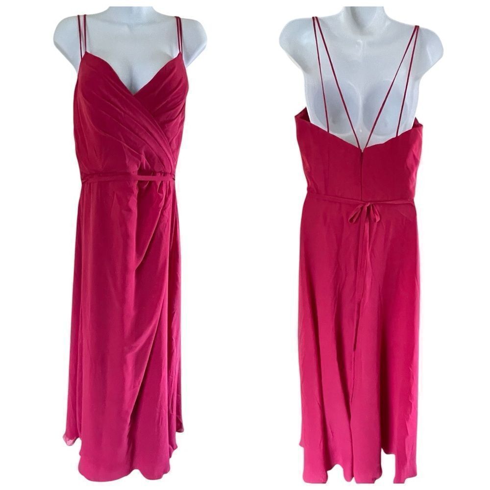 Morilee By Madeline Gardner Maxi Strappy Formal Dress Bridesmaid Berry Pink 12